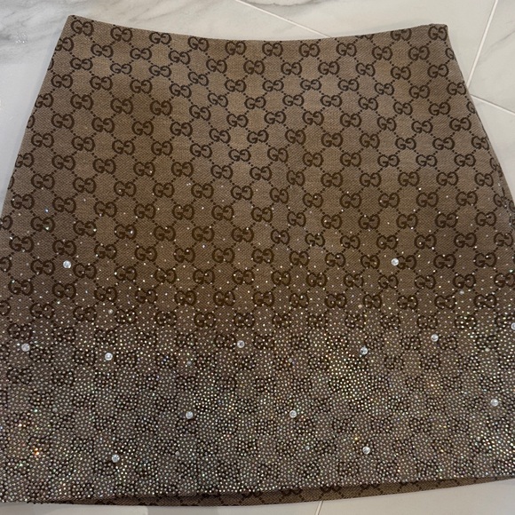 Gucci Tan Monogram A-Line Skirt - Picture 1 of 3